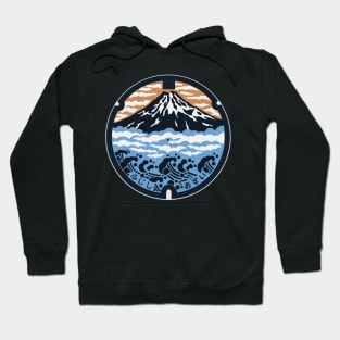 Mount Fuji Manhole Cover Art Hoodie